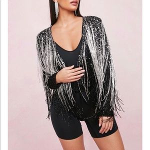 Fringe jacket with sequin detail